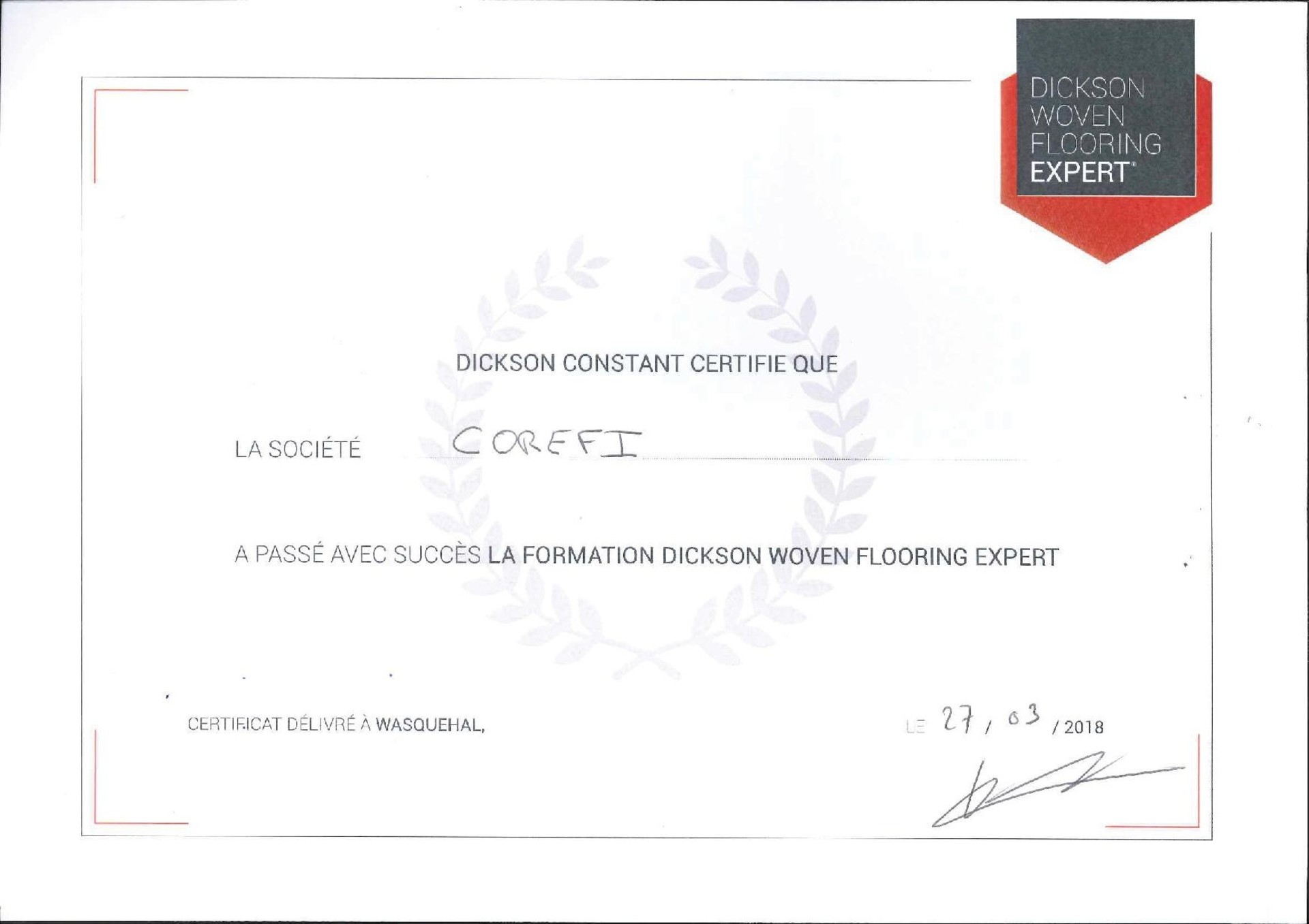 Certificat dickson